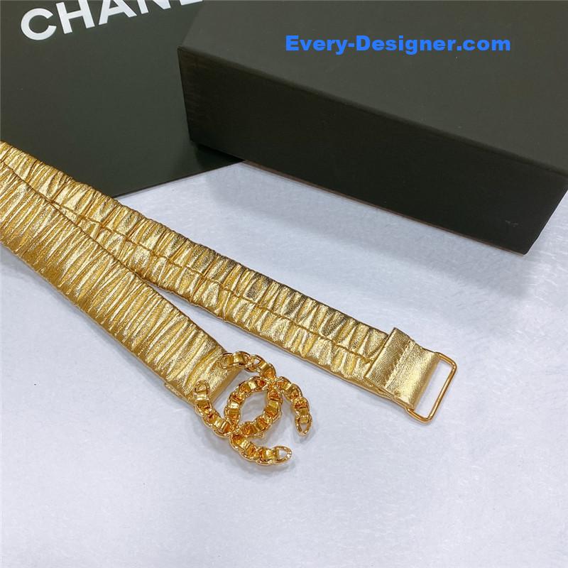 Ch**el smooth Ch**el brass buckle sheepskin elastic belt