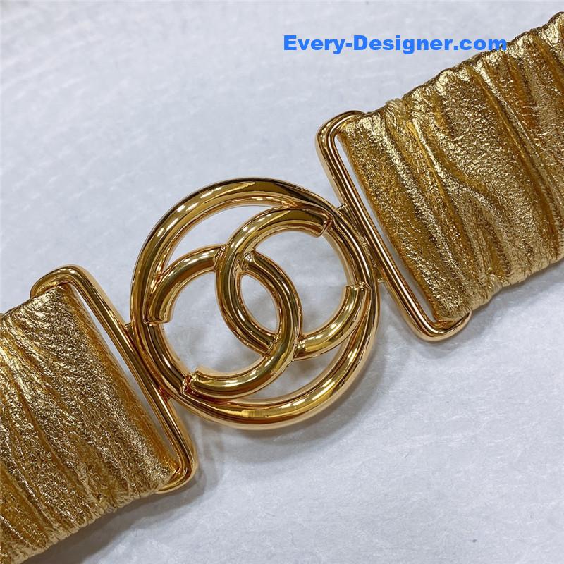 Ch**el smooth Ch**el brass buckle sheepskin elastic belt