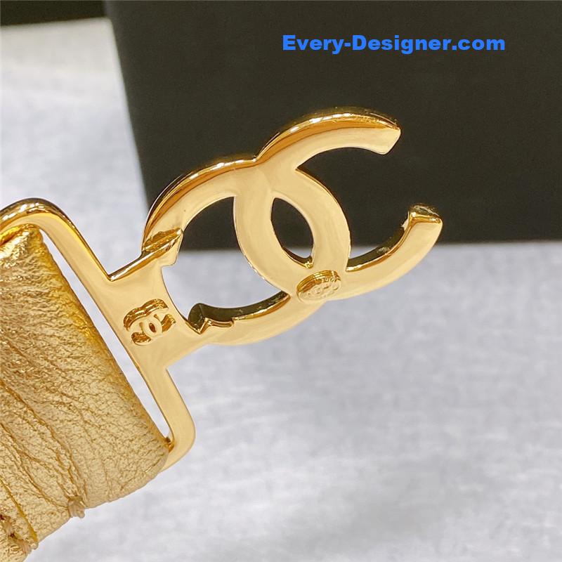 Ch**el smooth Ch**el brass buckle sheepskin elastic belt