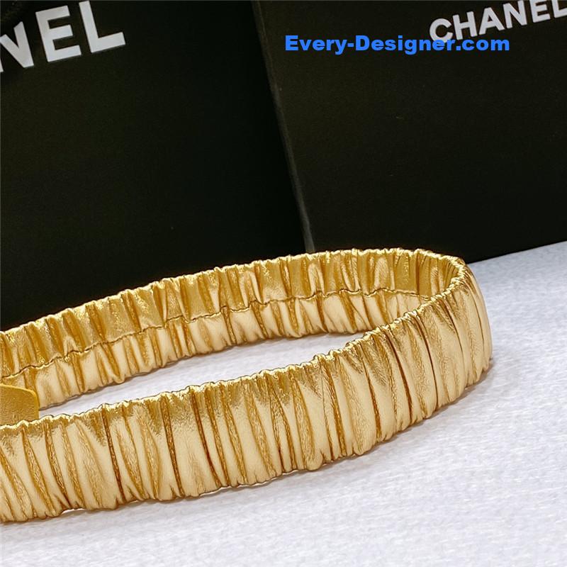 Ch**el smooth Ch**el brass buckle sheepskin elastic belt