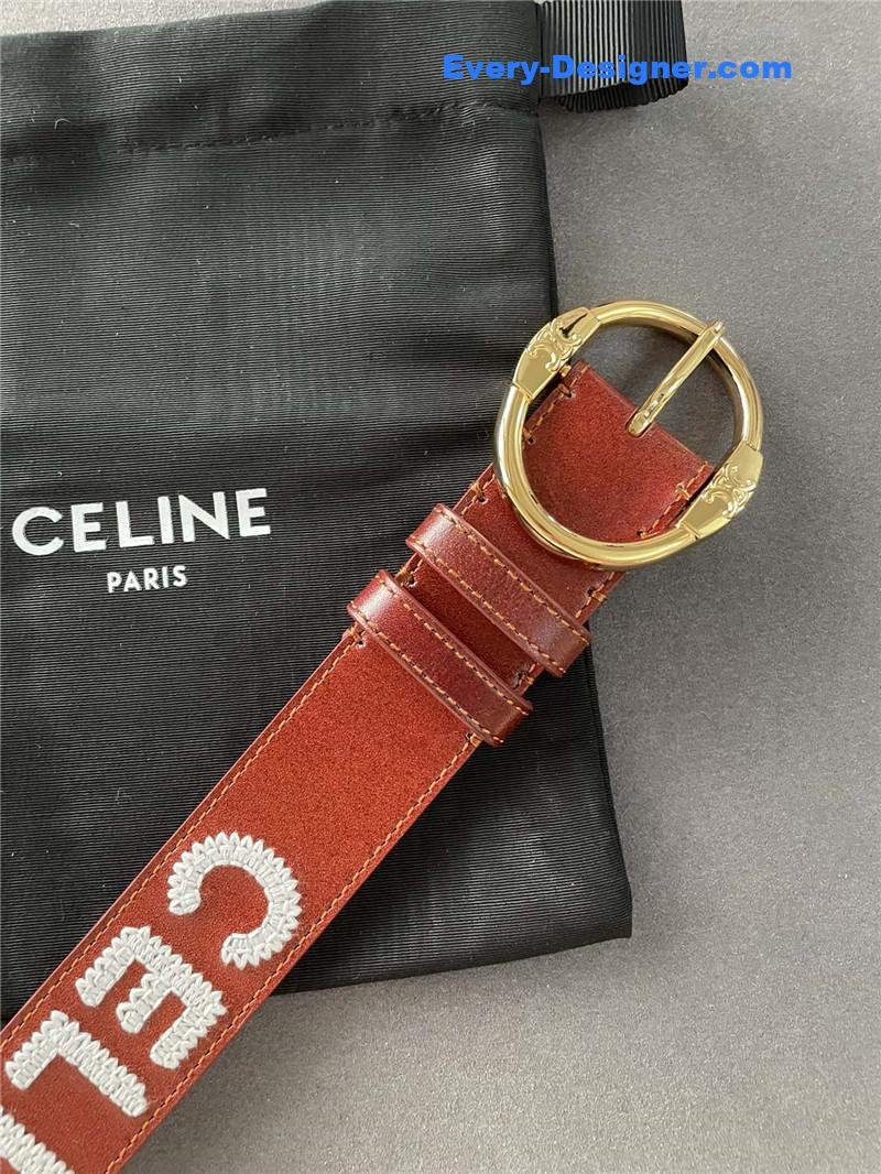 Ce1i*e embroidered belt in vintage calfskin