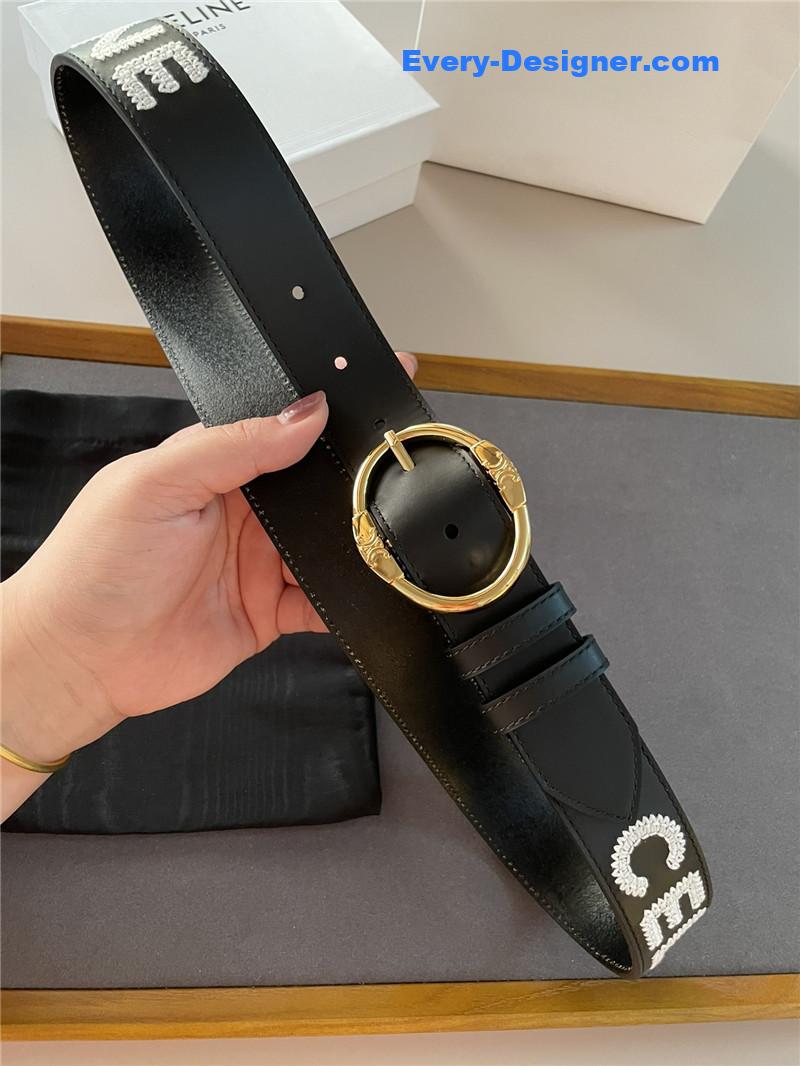 Ce1i*e embroidered belt in vintage calfskin