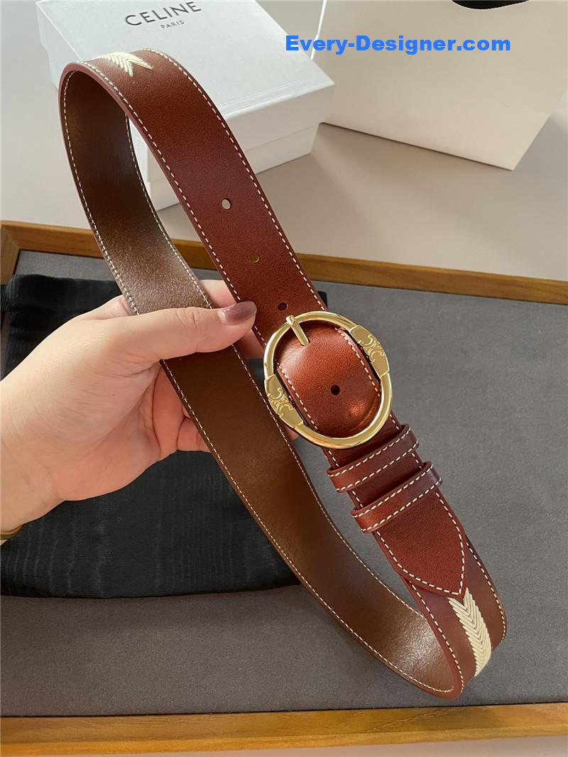 Ce1i*e embroidered belt in vintage calfskin