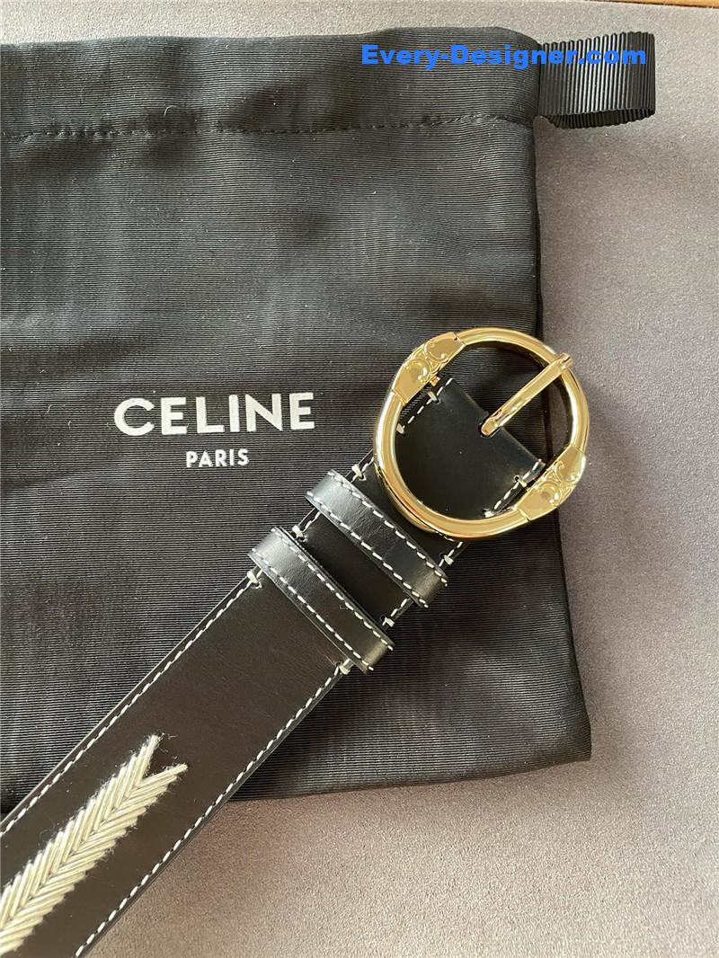 Ce1i*e embroidered belt in vintage calfskin