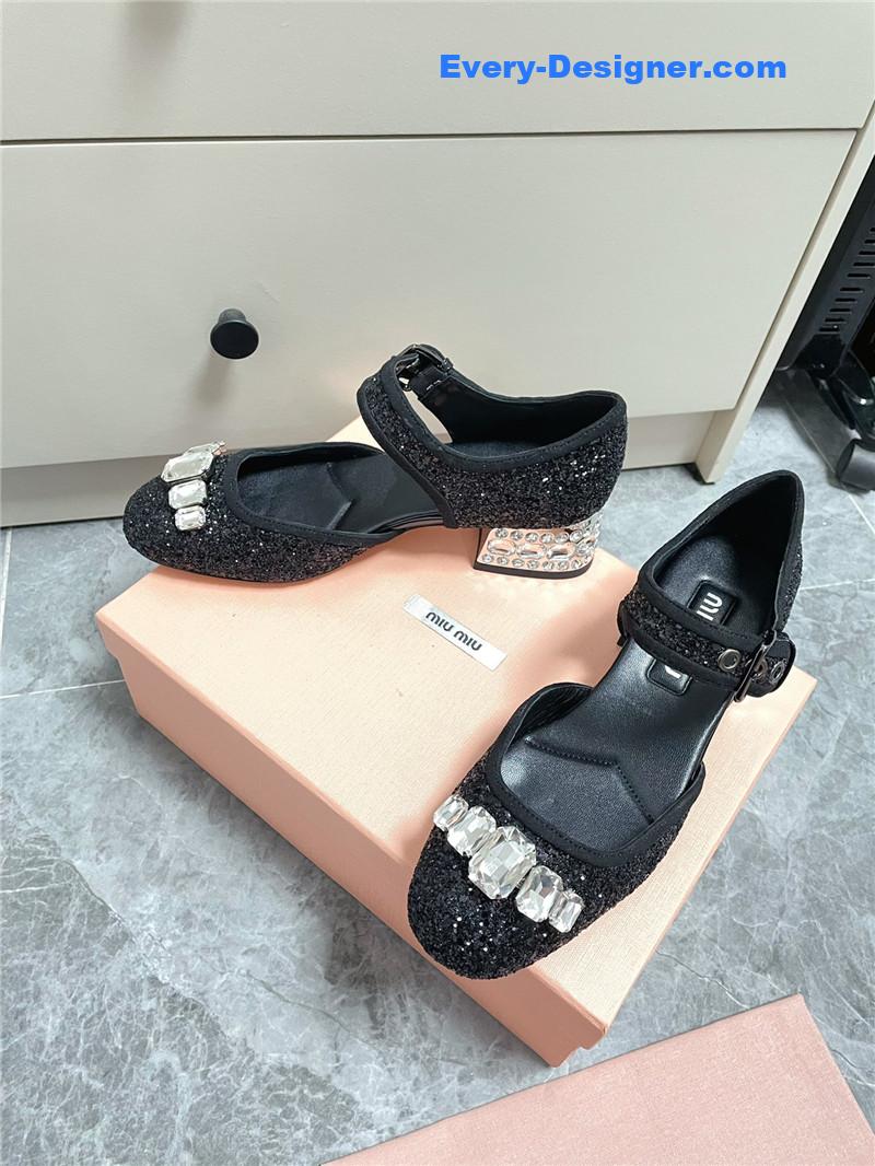 M1um1u mary jane rhinestone heels