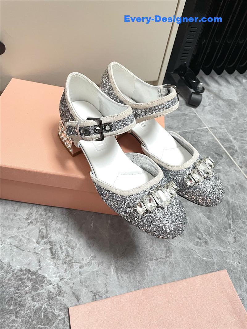 M1um1u mary jane rhinestone heels