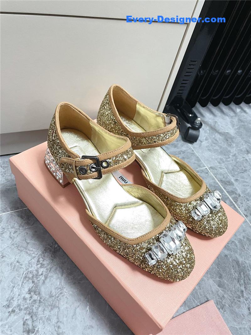 M1um1u mary jane rhinestone heels
