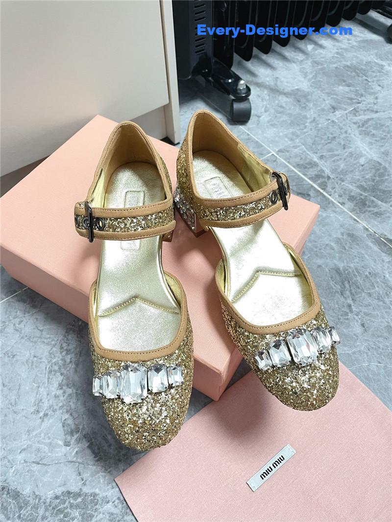 M1um1u mary jane rhinestone heels