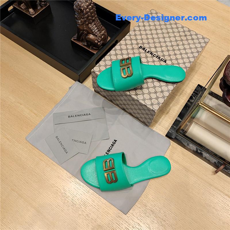 Ba1en*iaga flat heel round toe slide side slides