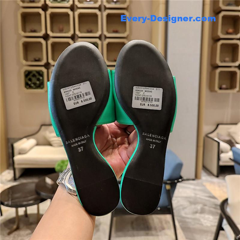 Ba1en*iaga flat heel round toe slide side slides