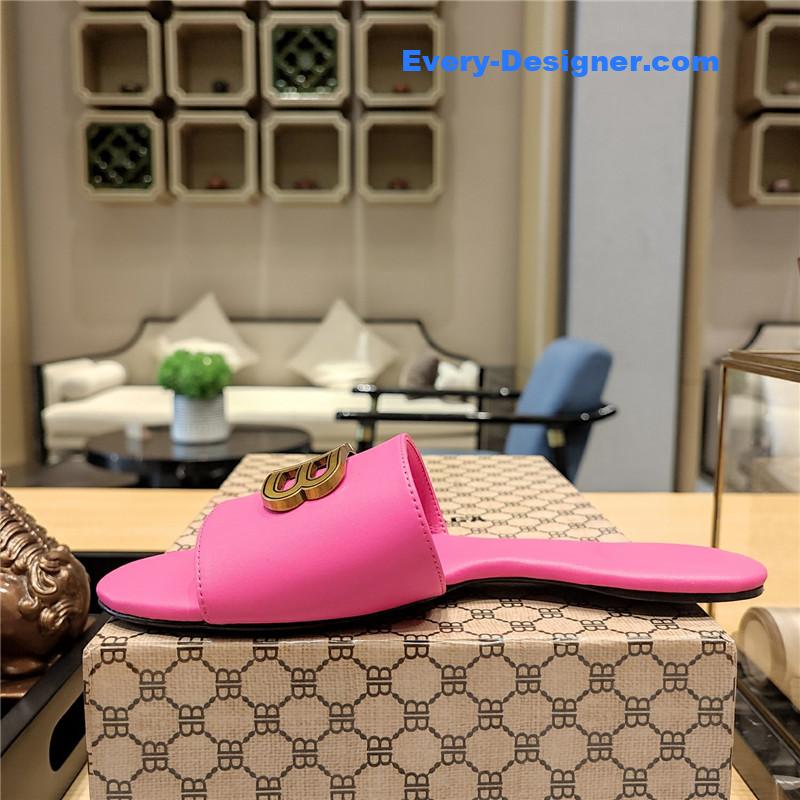 Ba1en*iaga flat heel round toe slide side slides