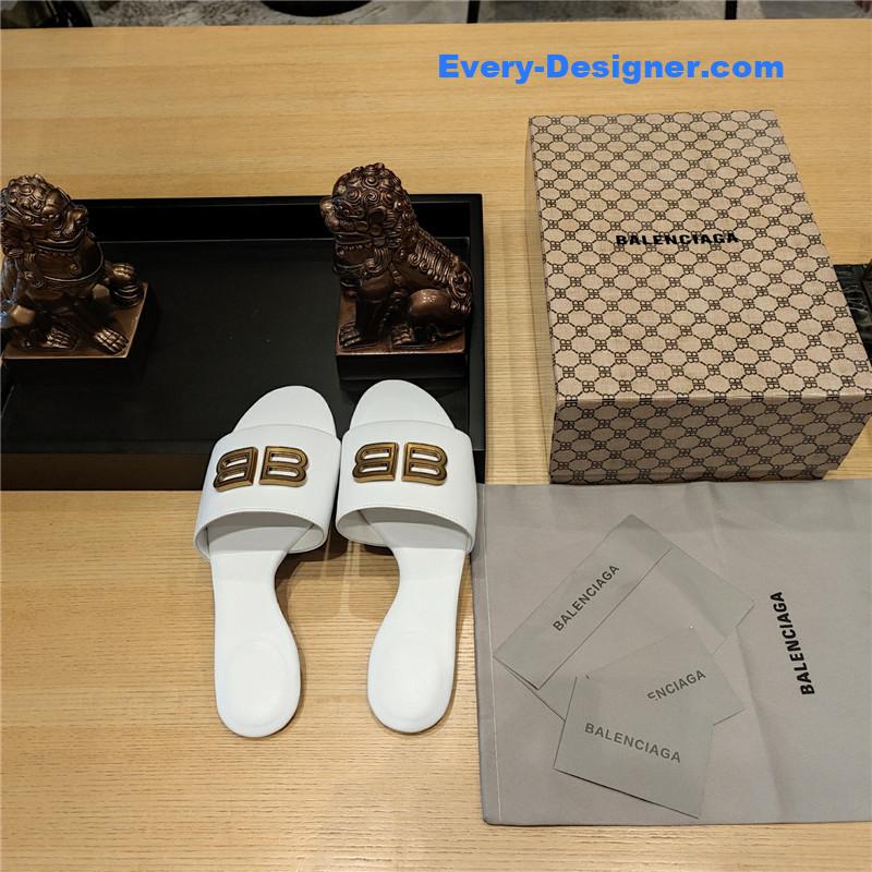 Ba1en*iaga flat heel round toe slide side slides