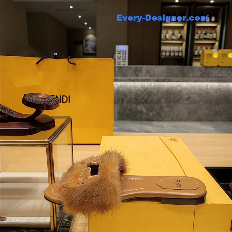 F**di flat fur slippers