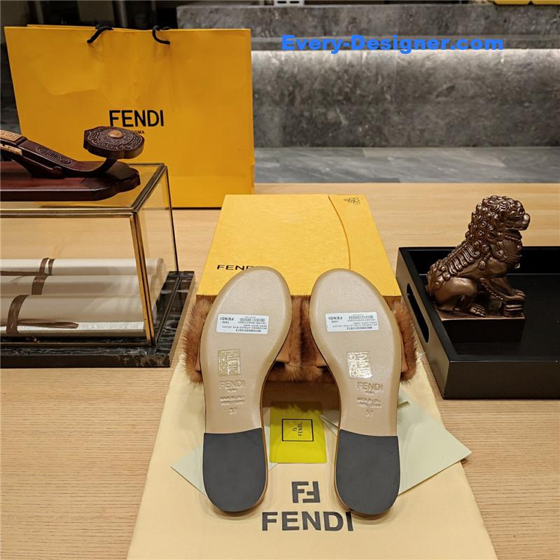 F**di flat fur slippers