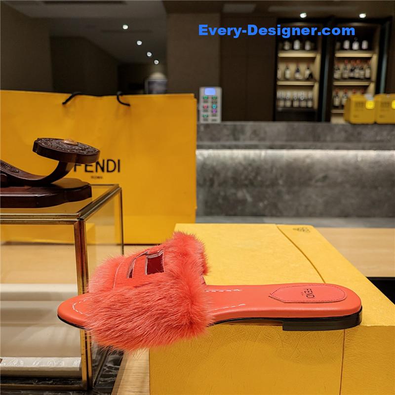 F**di flat fur slippers