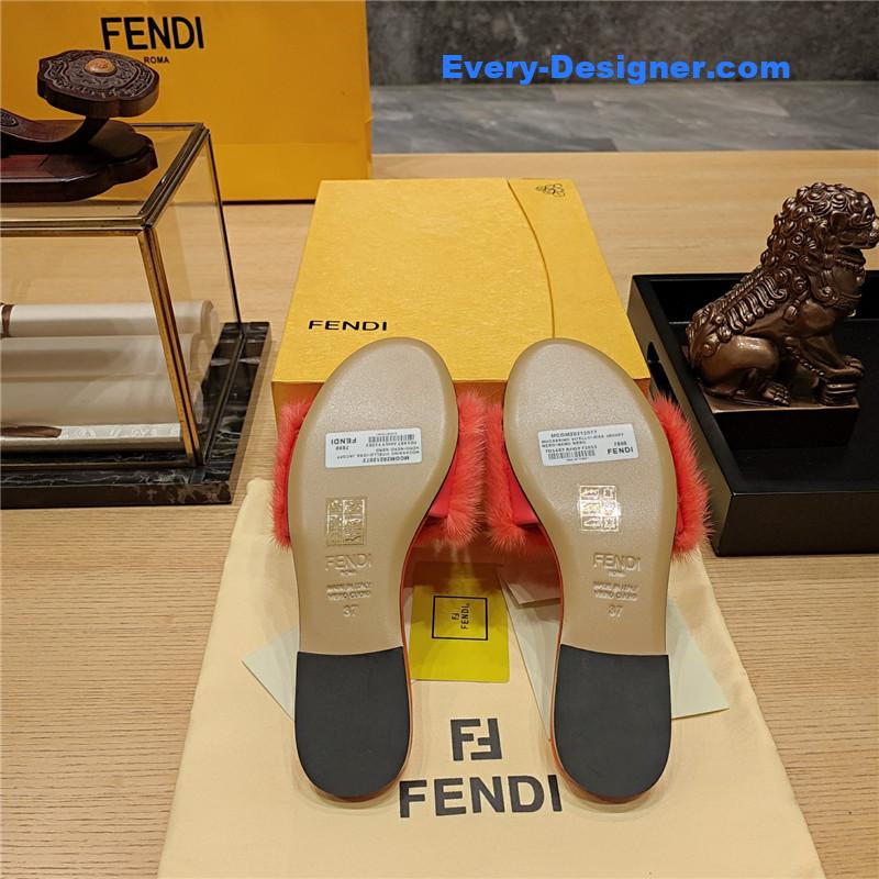 F**di flat fur slippers