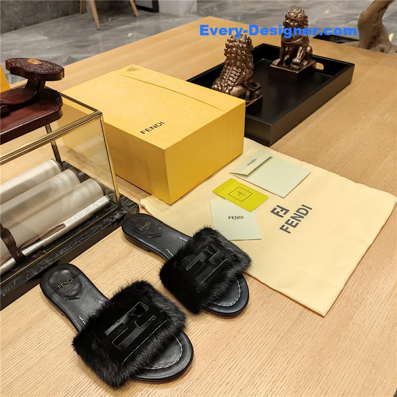 F**di flat fur slippers