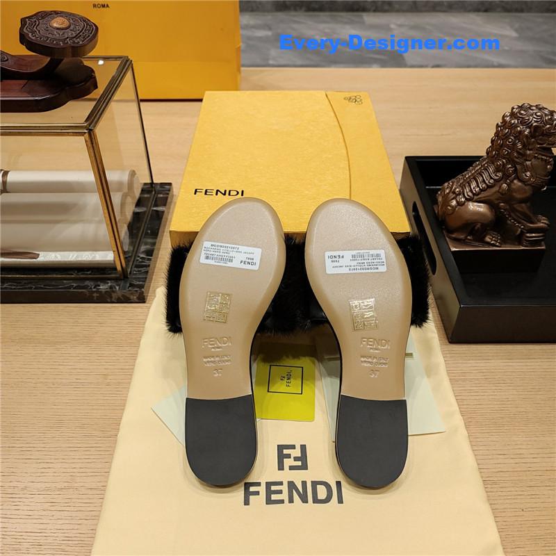 F**di flat fur slippers