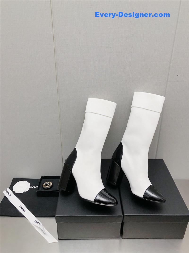 CC autumn winter small fragrance chunky heel socks boots