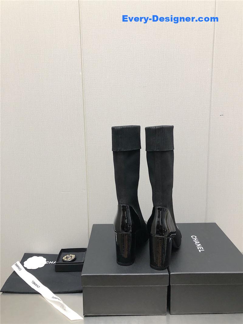 CC autumn winter small fragrance chunky heel socks boots