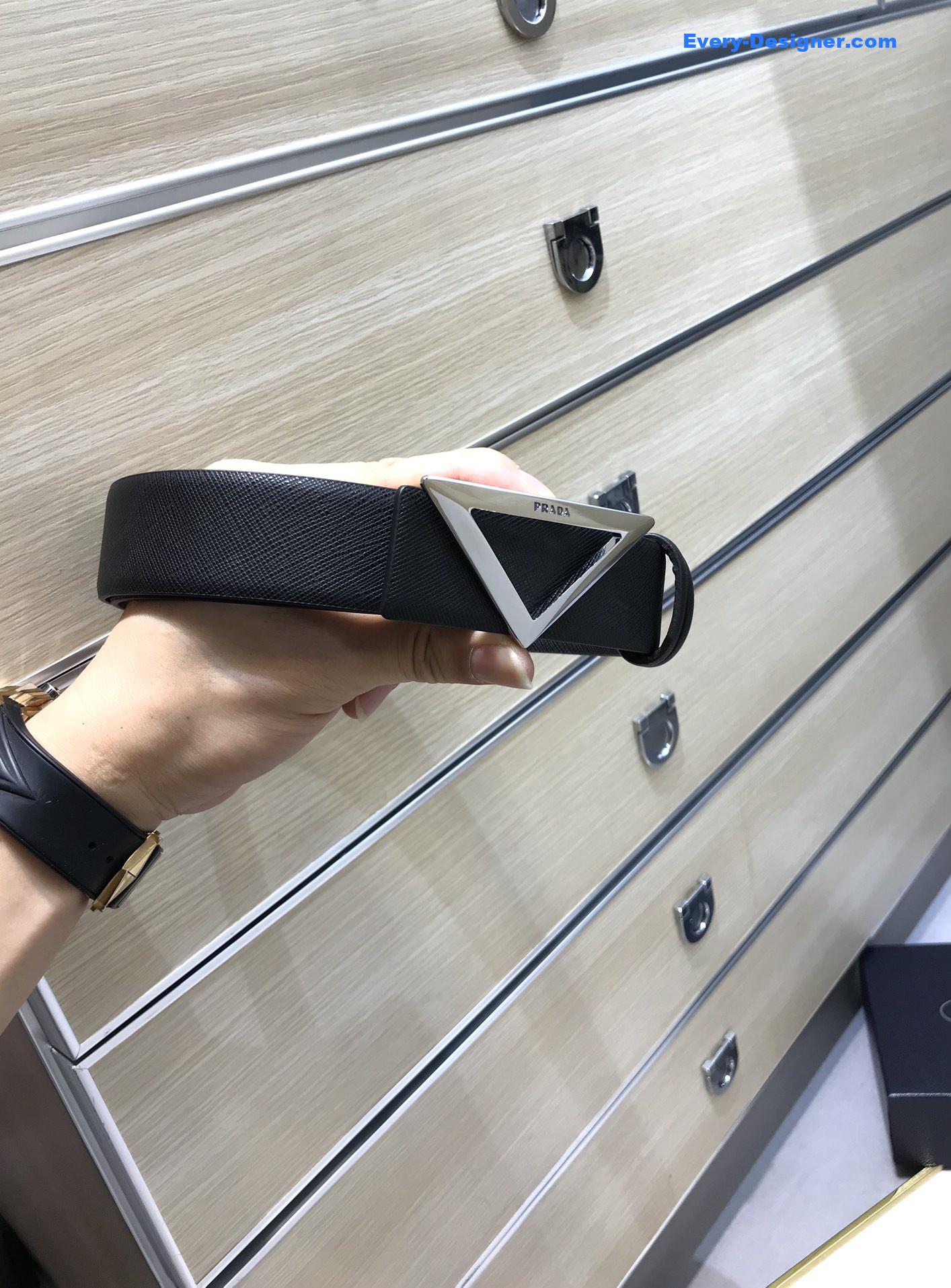 Pra*a saffiano leather belt