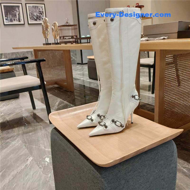 Ba1en*iaga lemon point toe side zip tall boots