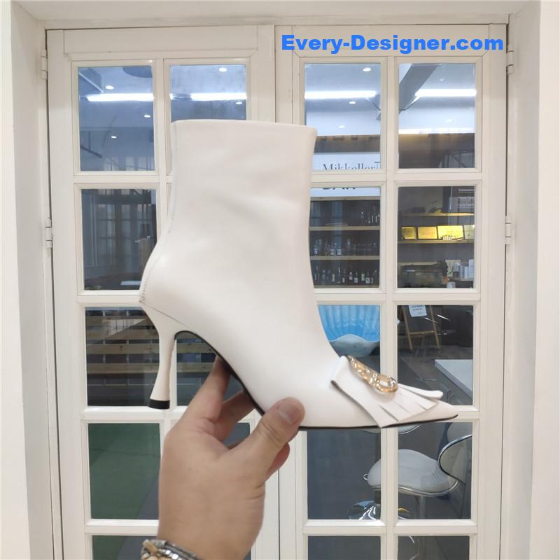 Ba1en*iaga new shape double b buckle flower toe ankle boots