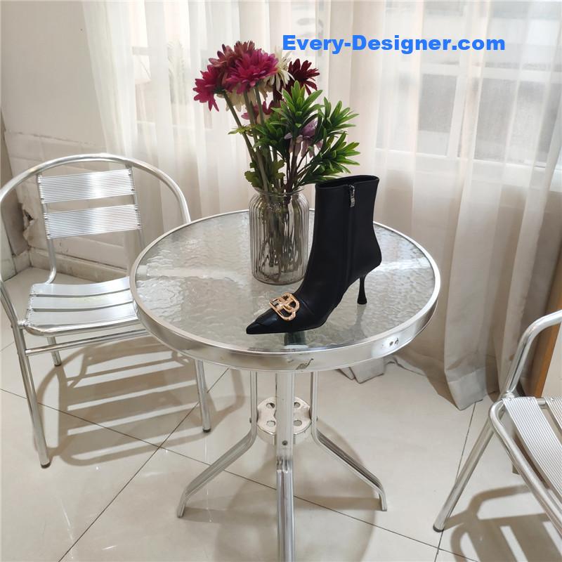 Ba1en*iaga new shape double b buckle flower toe ankle boots