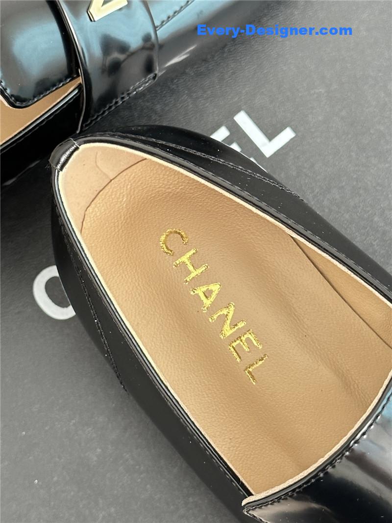 CC double C letter buckle square head chunky loafers