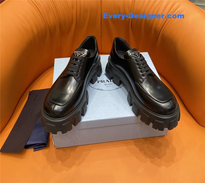Pra*a triangle logo lace-up loafers