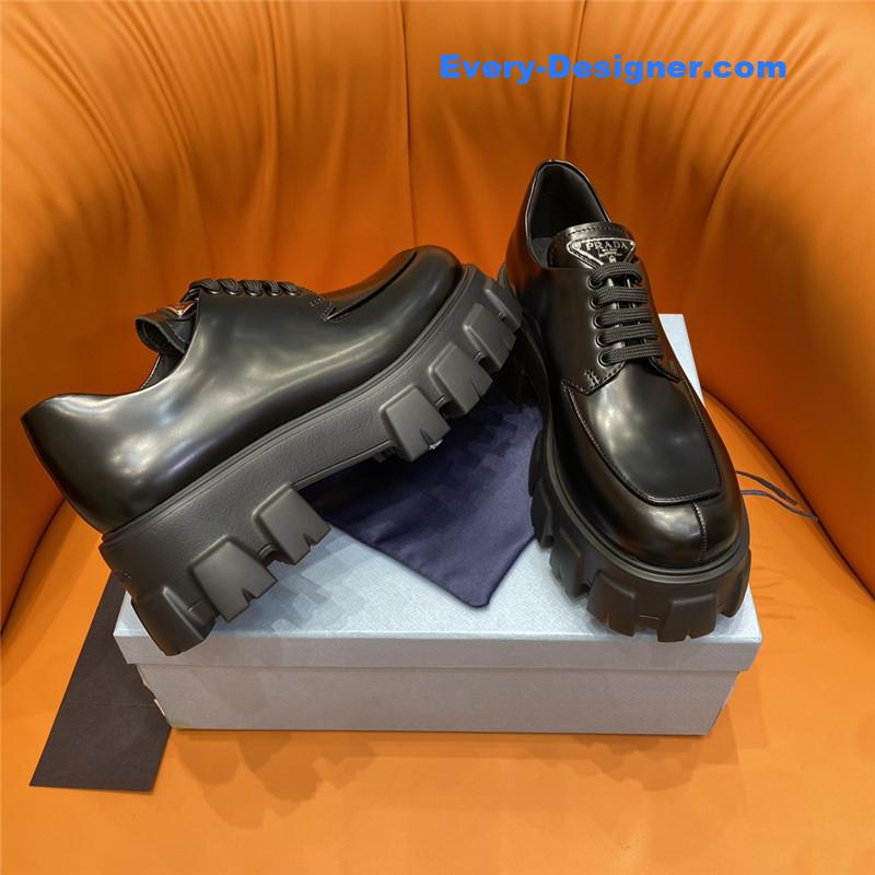 Pra*a triangle logo lace-up loafers