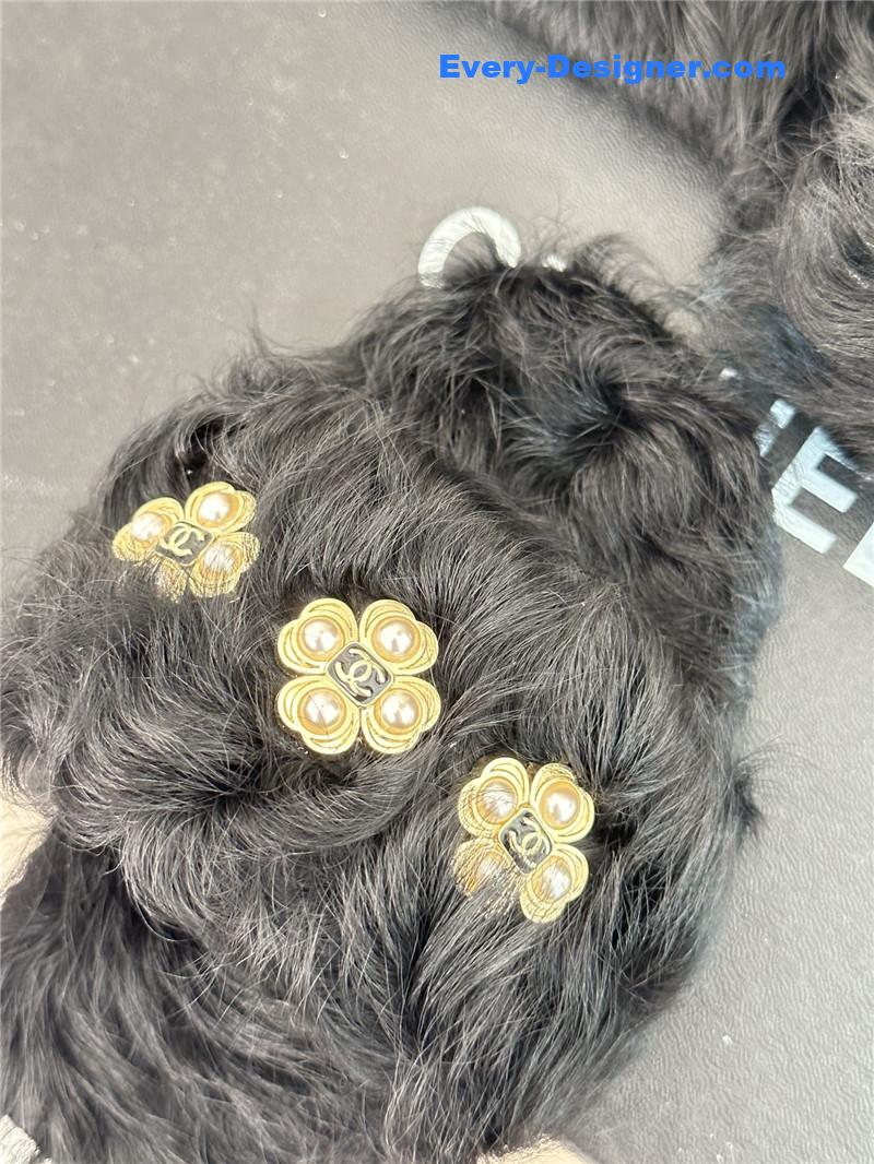 CC new Mier pure wool double C four-leaf clover fur slippers