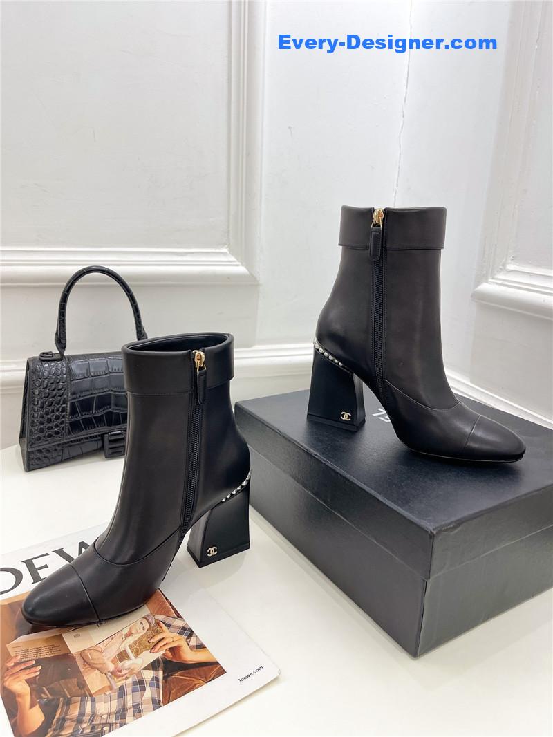 CC catwalk style pearl heel ankle boots