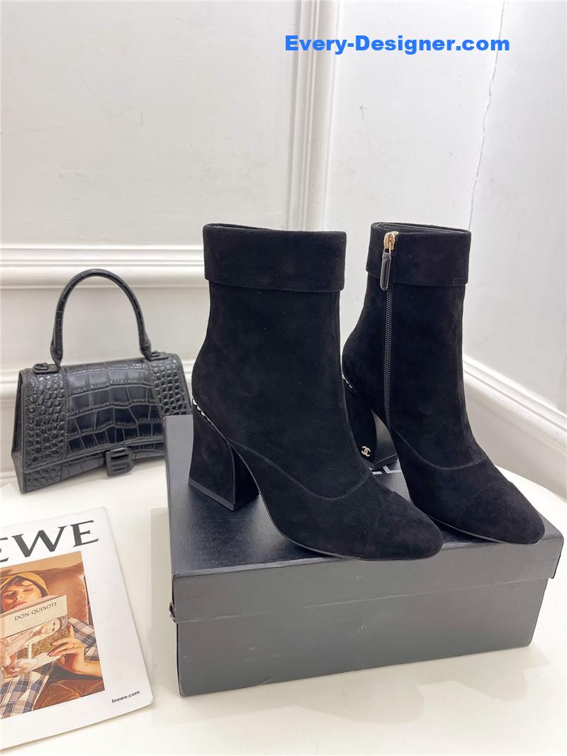 CC catwalk style pearl heel ankle boots