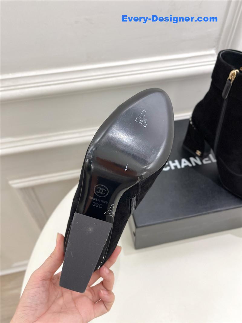 CC catwalk style pearl heel ankle boots