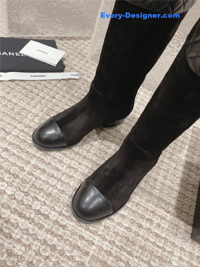 CC retro small round toe stitching design boots