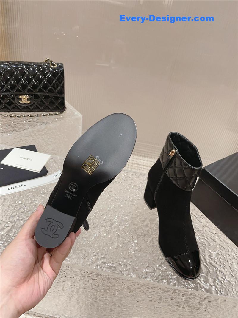 CC retro small round toe stitching design boots