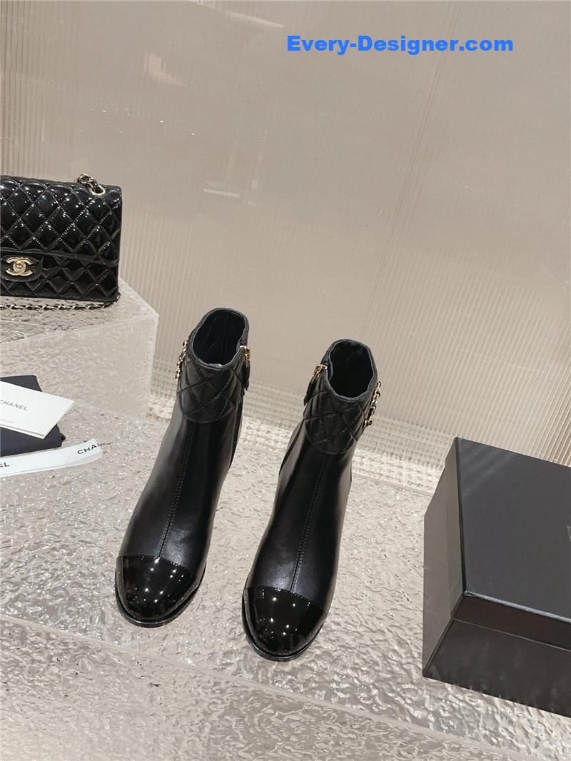 CC retro small round toe stitching design boots