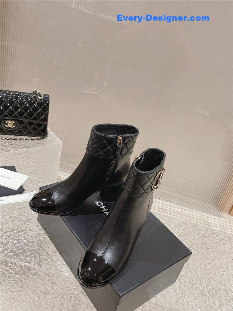 CC retro small round toe stitching design boots