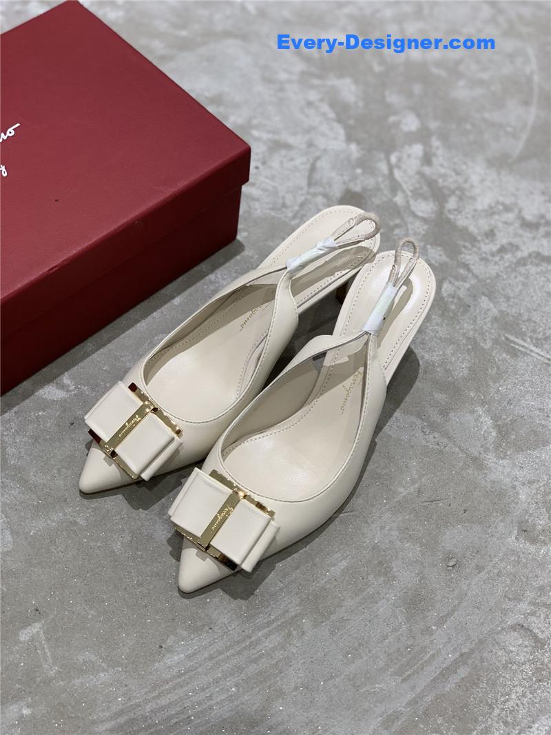 Salvatore Ferragamo pointed toe layered bow back sandals