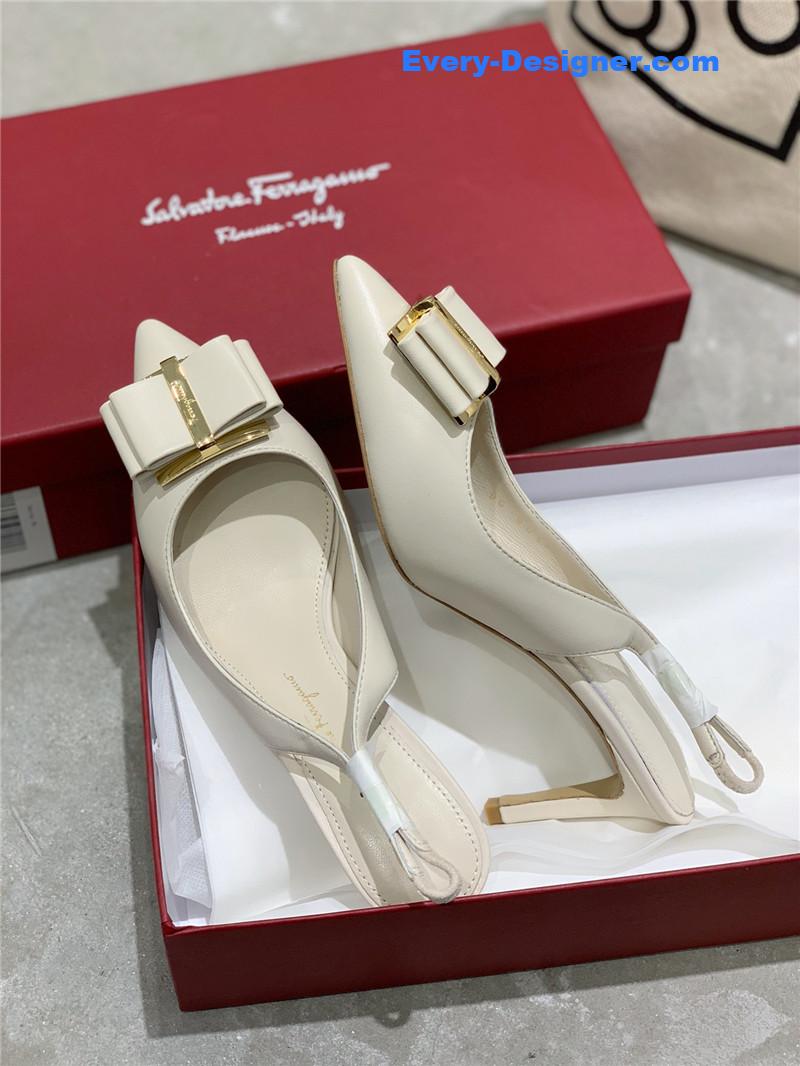 Salvatore Ferragamo pointed toe layered bow back sandals