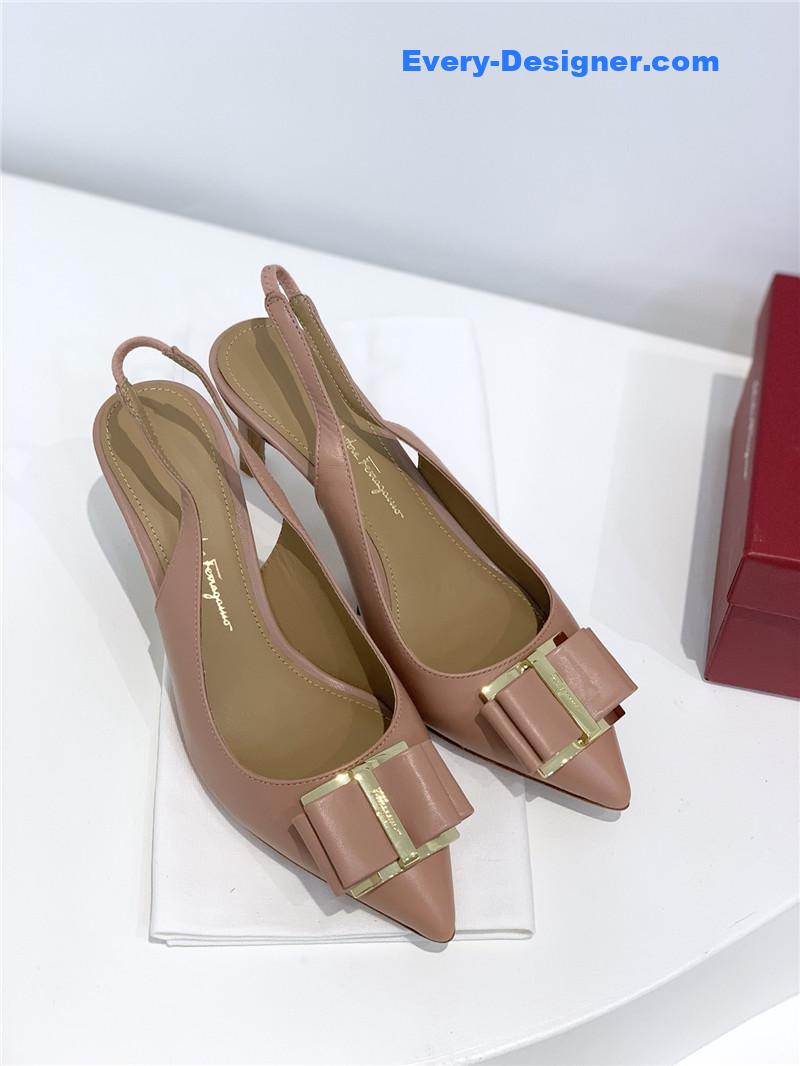 Salvatore Ferragamo pointed toe layered bow back sandals