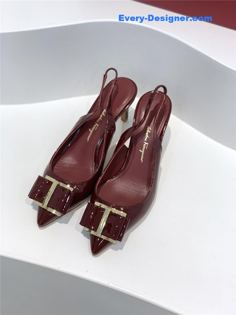 Salvatore Ferragamo pointed toe layered bow back sandals