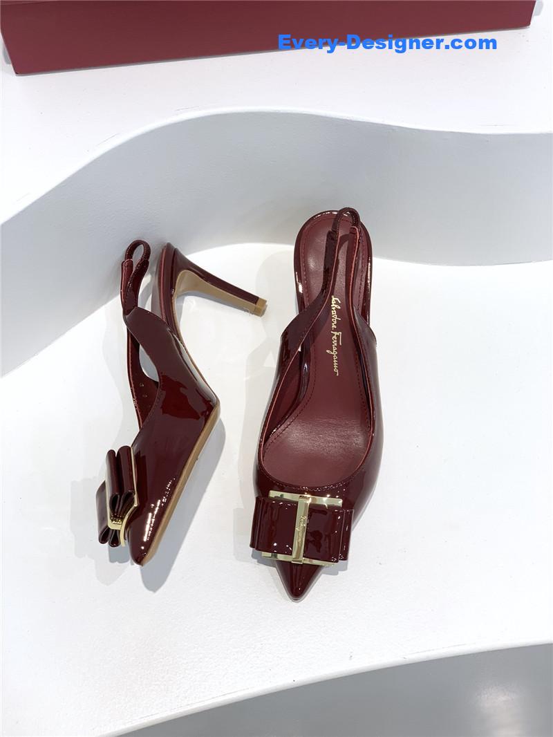 Salvatore Ferragamo pointed toe layered bow back sandals
