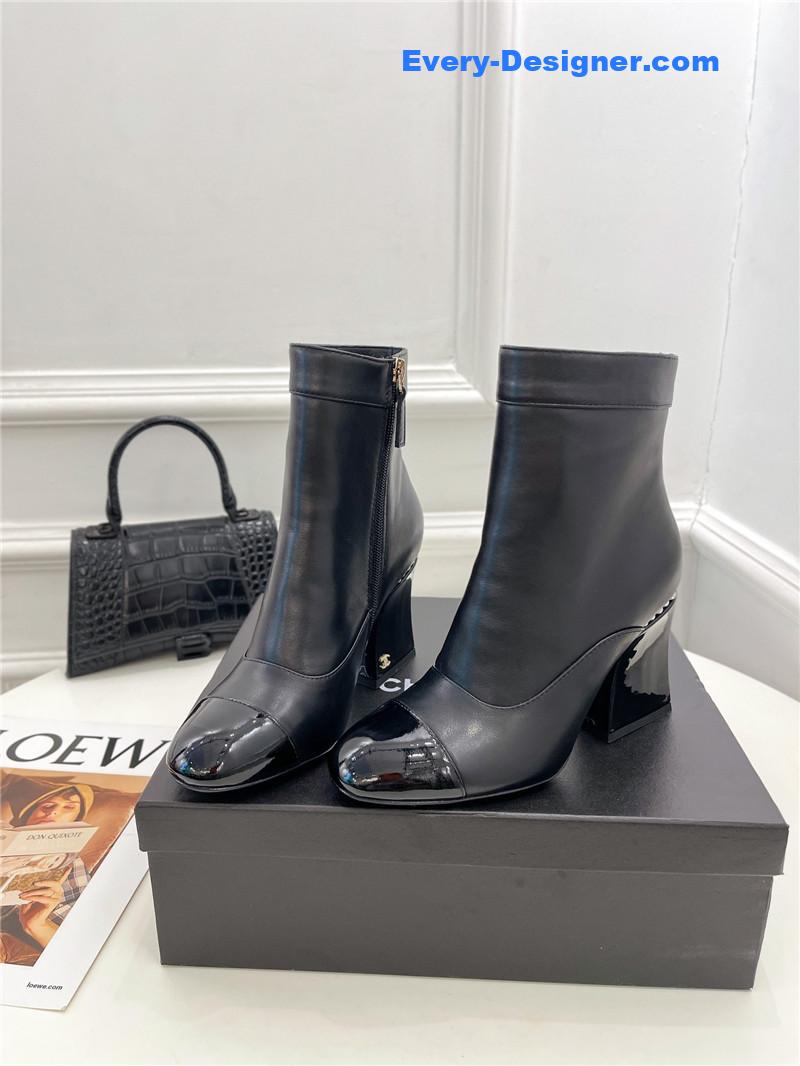 CC catwalk style pearl heel ankle boots