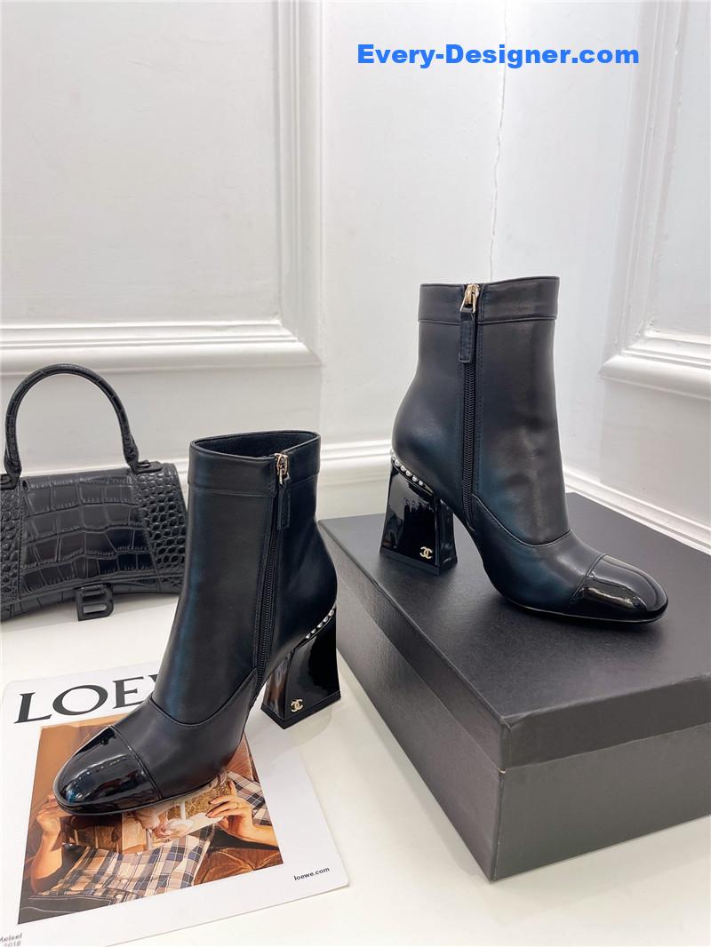 CC catwalk style pearl heel ankle boots