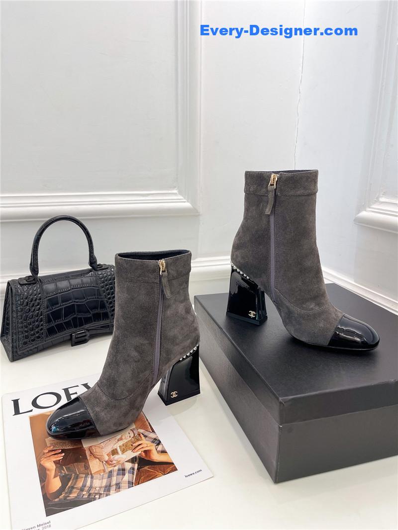 CC catwalk style pearl heel ankle boots