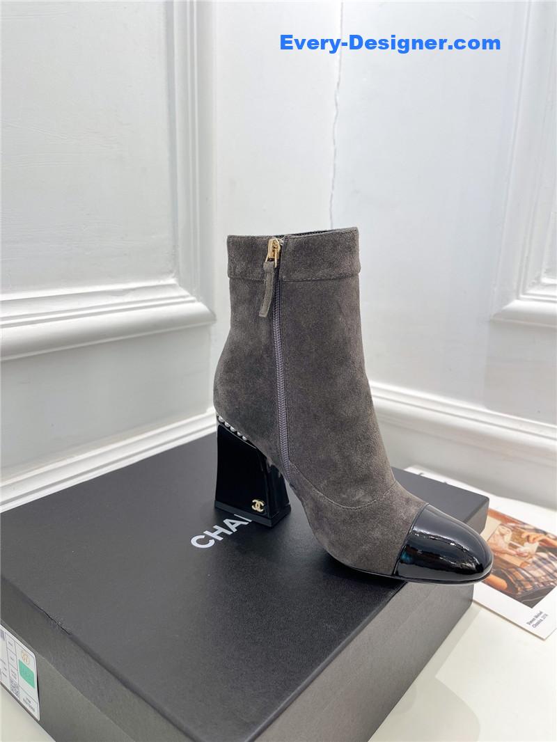 CC catwalk style pearl heel ankle boots