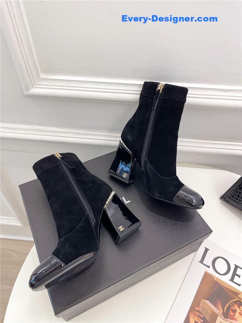 CC catwalk style pearl heel ankle boots