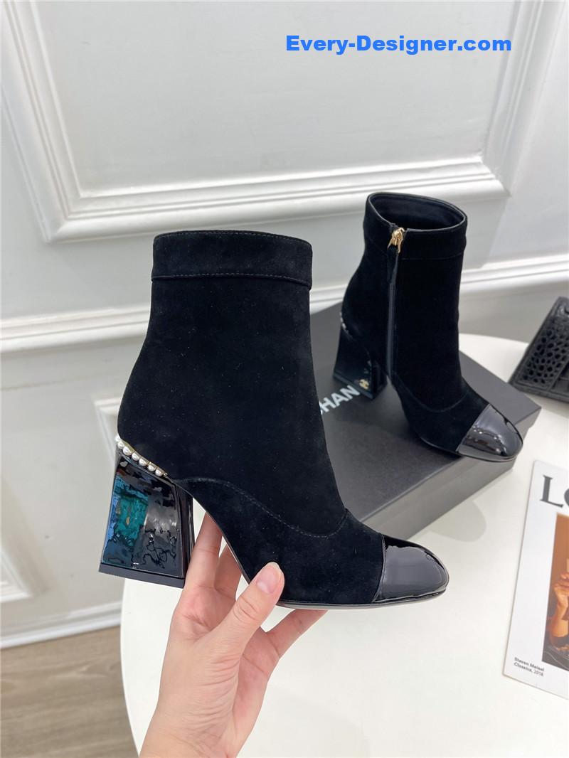 CC catwalk style pearl heel ankle boots